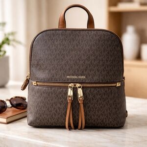 Michael Kors Brown Signature MK Backpack